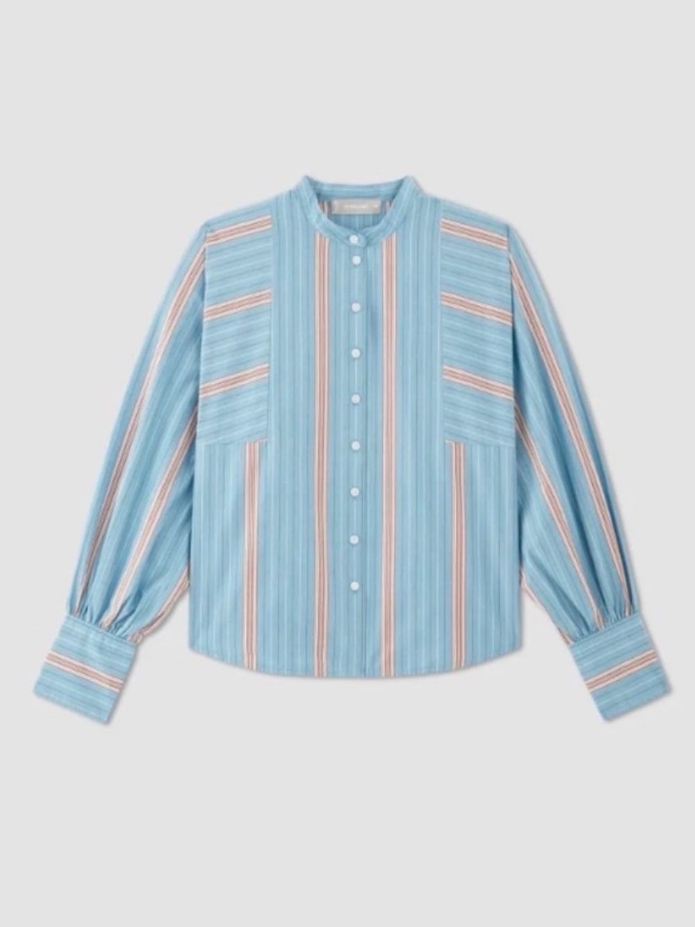 Everlane Oversized Raglan Shirt Parisian Blue Red White Stripe Cotton Medium